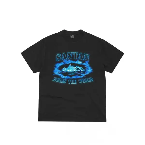 Corteiz Corteiz Santan Alcatraz Tee Black/Blue Flame