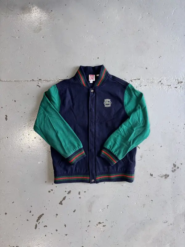Supreme Navy & Green Supreme x LACOSTE Wool Varsity Jacket - Small
