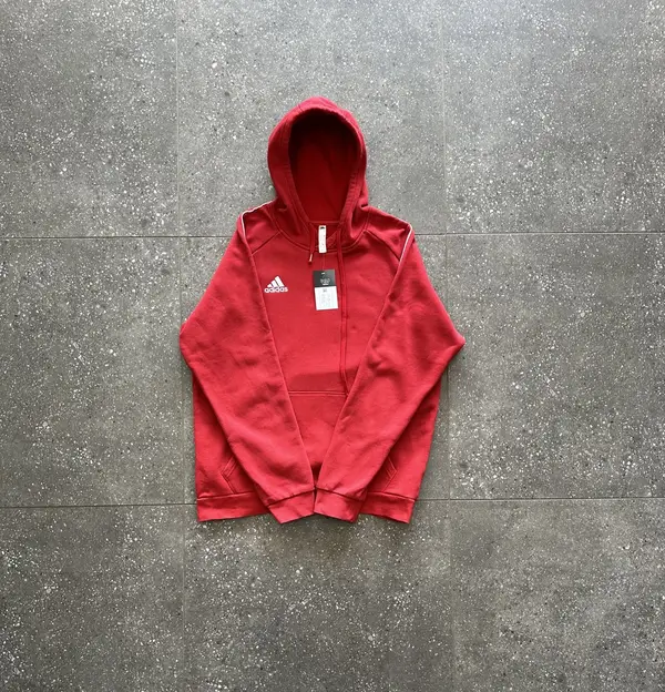 Adidas Red Adidas Pull Over Hoodie - Embroided Logo Large