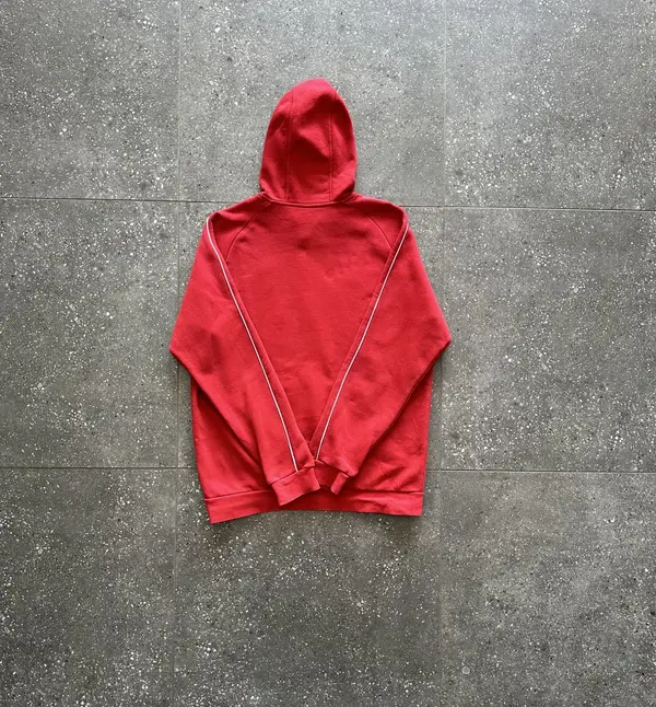 Red Adidas Pull Over Hoodie - Embroided Logo Large
