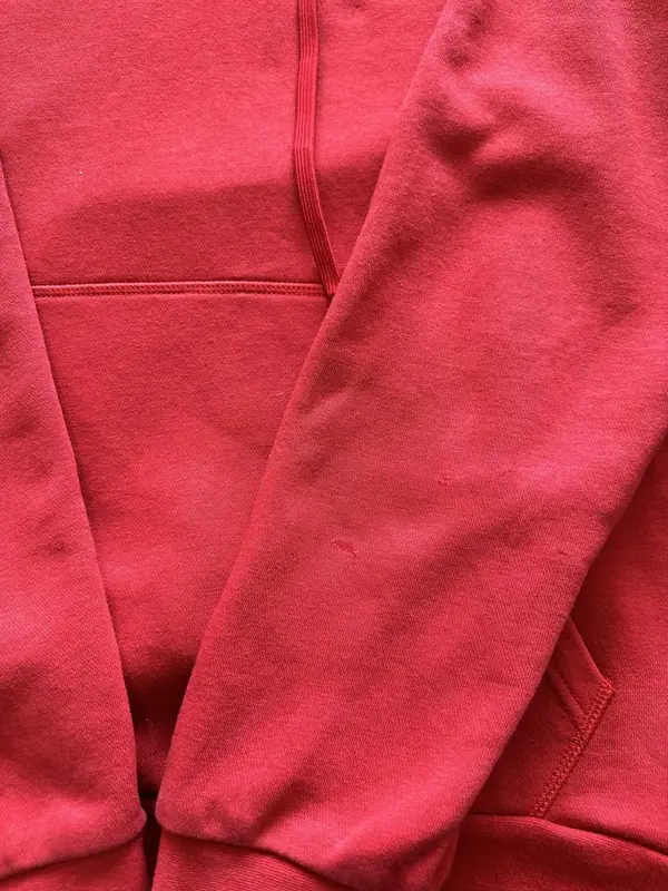 Red Adidas Pull Over Hoodie - Embroided Logo Large