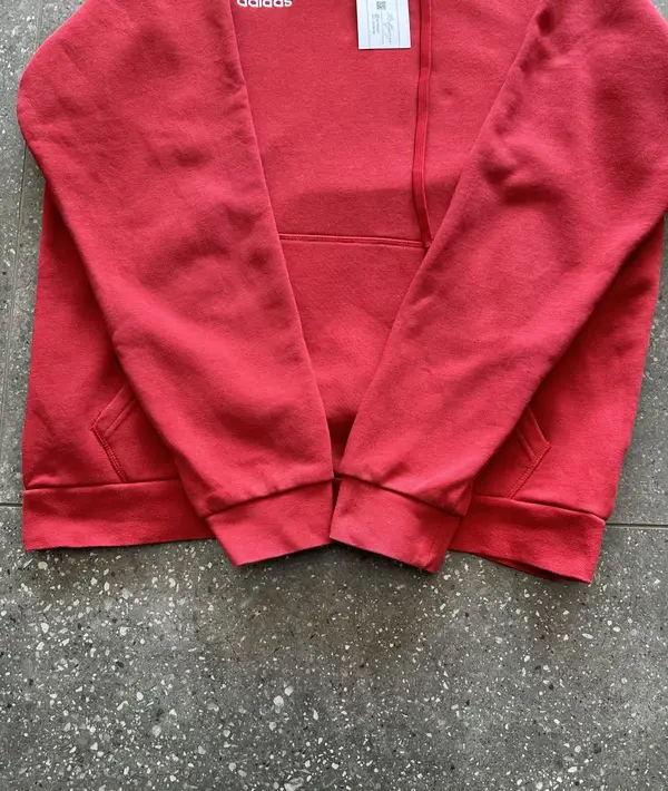 Red Adidas Pull Over Hoodie - Embroided Logo Large