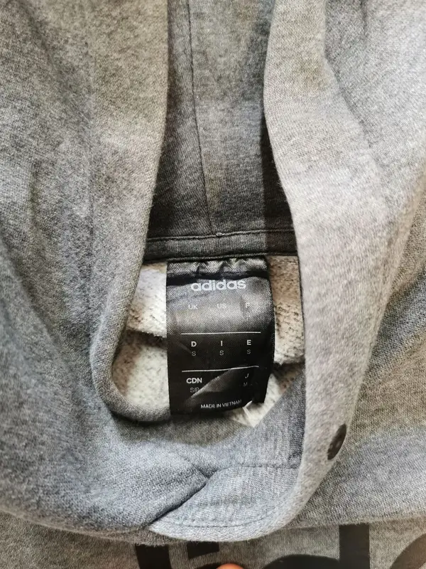 Gray Adidas Essentials 3 Stripes Hoodie - Small