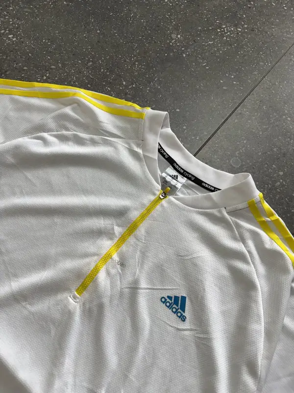 Whit & yellow Adidas Cycling Shirt - Extra Extra Large