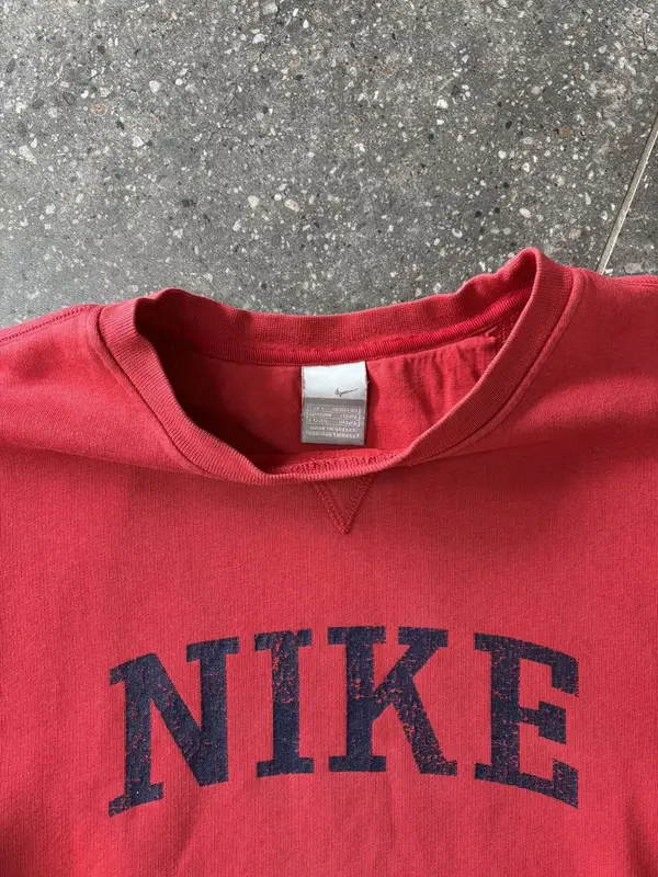 Red Nike Sports Text Logo Sweater - Large