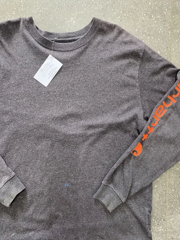 Grey Loose Fit Carhartt Long Sleeve Tshirt - Medium