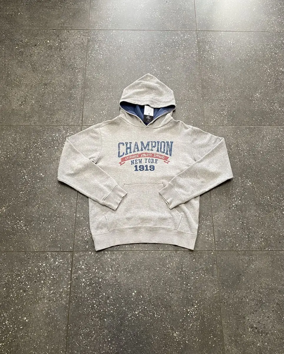 Champion Grey 1919 New York Champion Hoodie - Medium