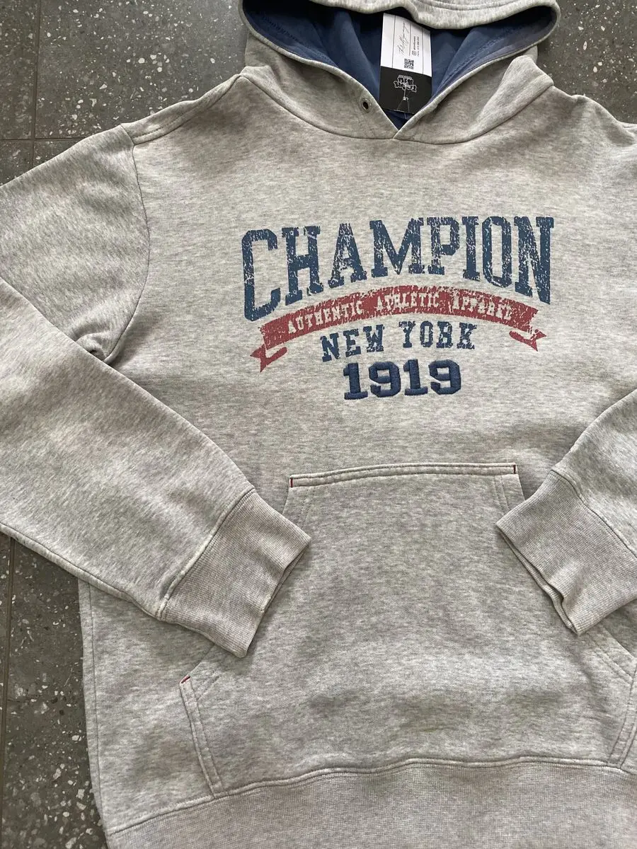 Grey 1919 New York Champion Hoodie - Medium