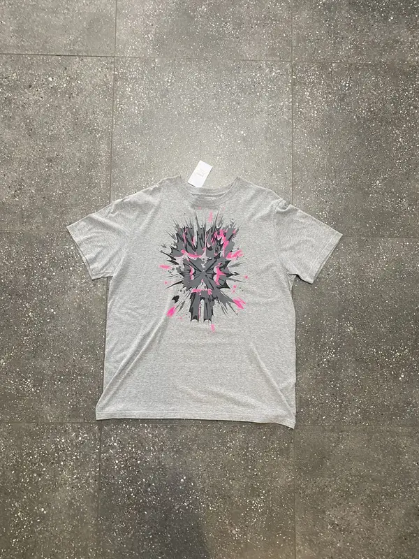 Nike Grey & Pink Nike Just Do It Tee - Extra Large