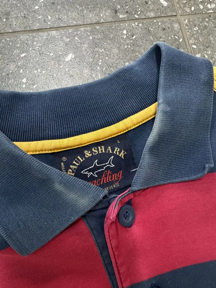 Navy/Red Paul Shark Golf Shirt-Large