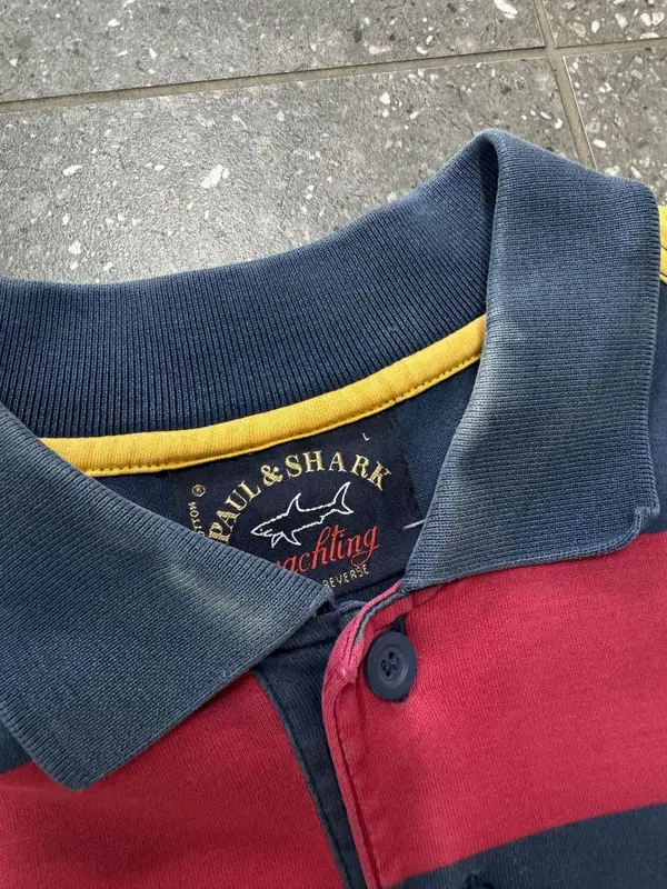 Navy/Red Paul Shark Golf Shirt-Large