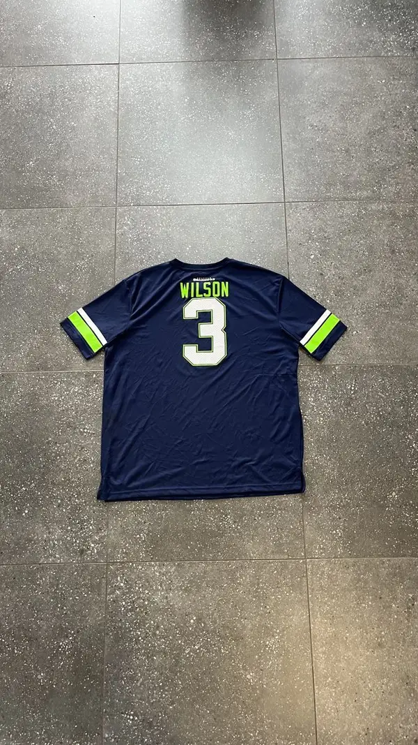 Vintage Navy, White & Green Seahawks NFL Football Jersey -