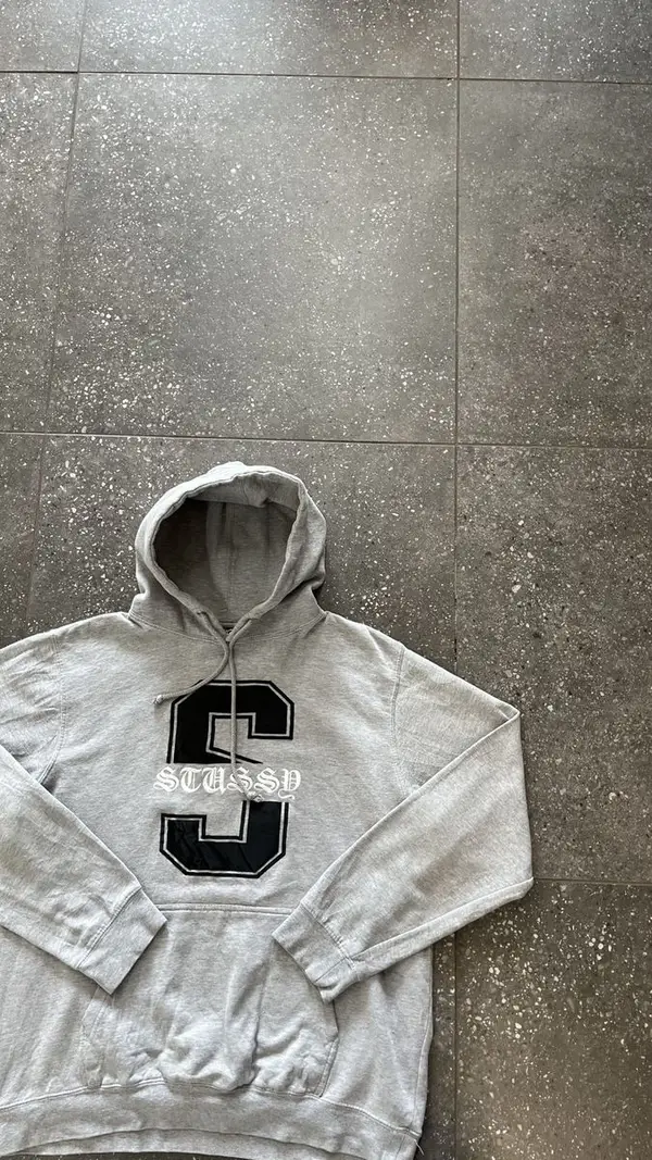 Vintage Grey Stussy Hoodie - Extra Large