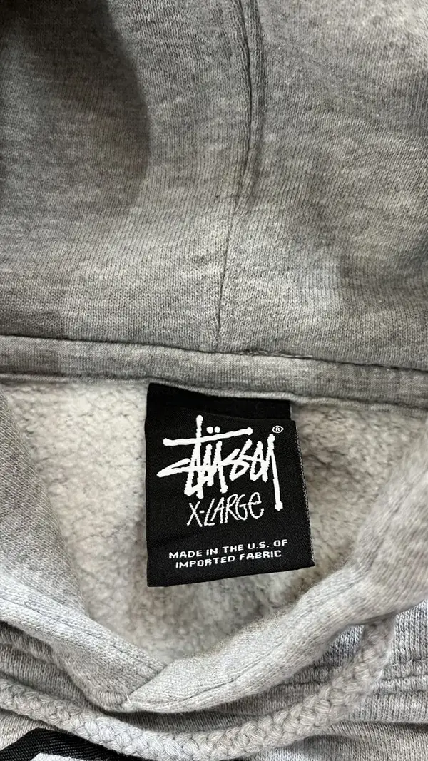 Vintage Grey Stussy Hoodie - Extra Large