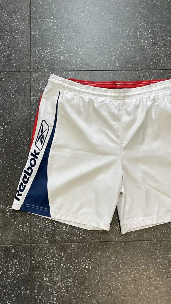 Vintage White & Navy Reebok Shorts - Extra Large