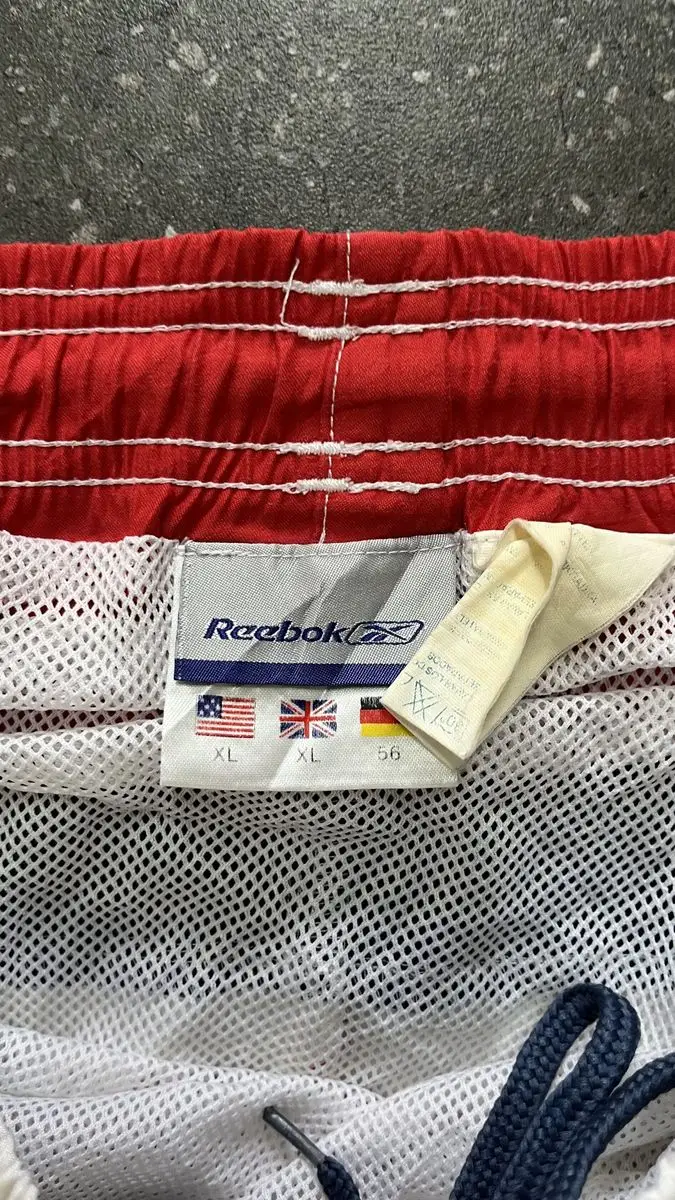 Vintage White & Navy Reebok Shorts - Extra Large