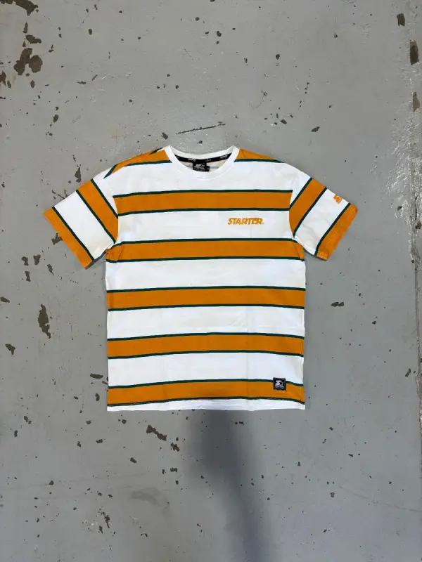 Starter Yellow & White Striped Starter Black Label T-Shirt - Small