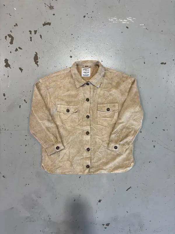  Womens Tan Corduroy Button Down Shirt - 158/164