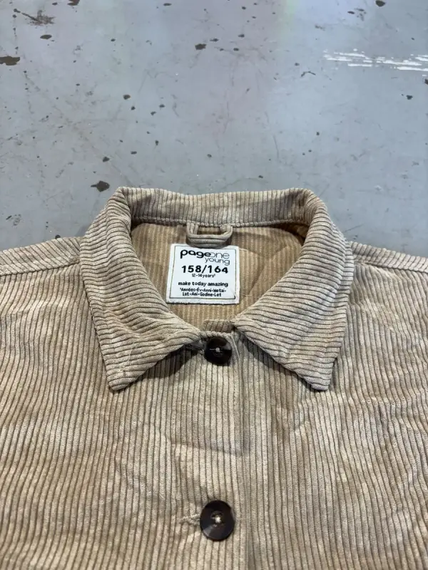 Womens Tan Corduroy Button Down Shirt - 158/164