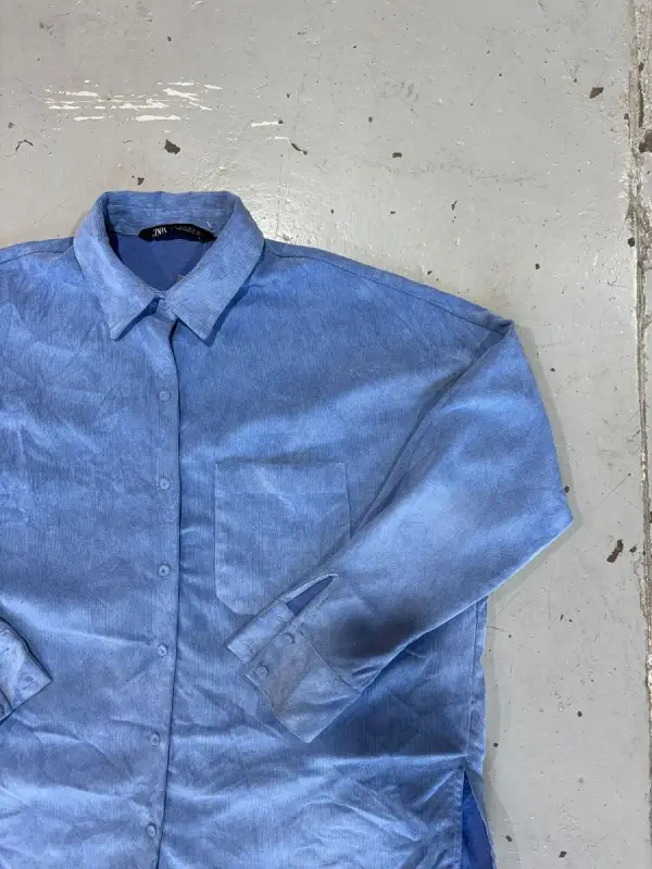 Womens Blue Zara Corduroy Long-Sleeve Shirt - Small