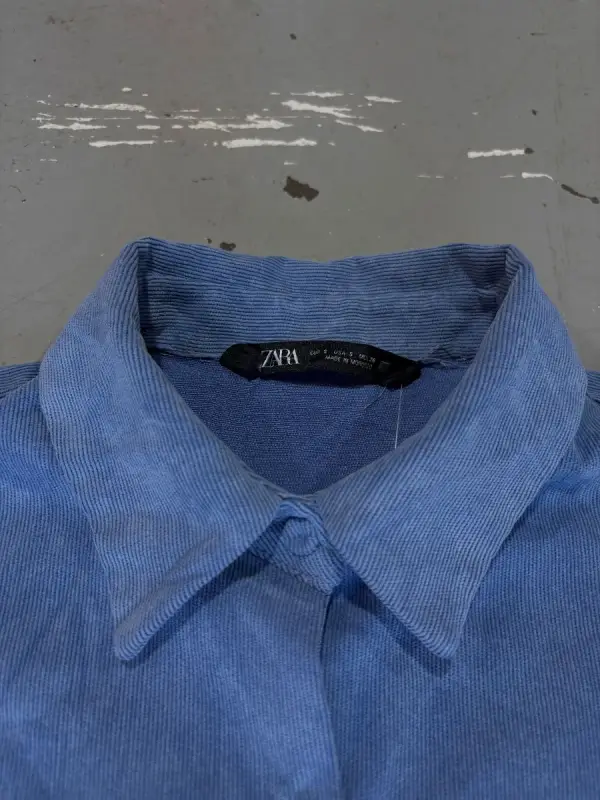 Womens Blue Zara Corduroy Long-Sleeve Shirt - Small