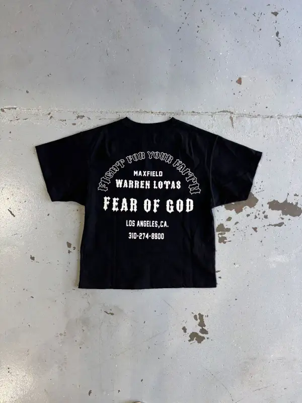 Black Fear of God x Warren Lotas Fight for your Faith T-Shirt - Small