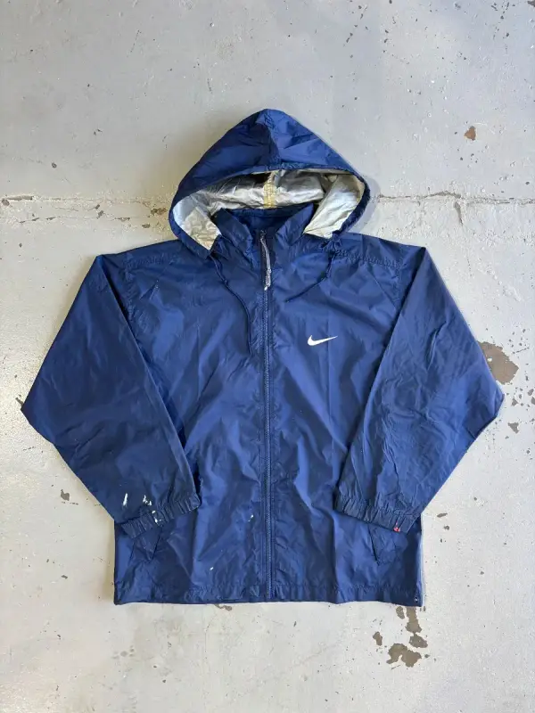 Nike Vintage Navy Nike Hooded Windbreaker - Medium