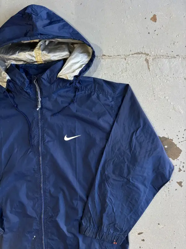Vintage Navy Nike Hooded Windbreaker - Medium