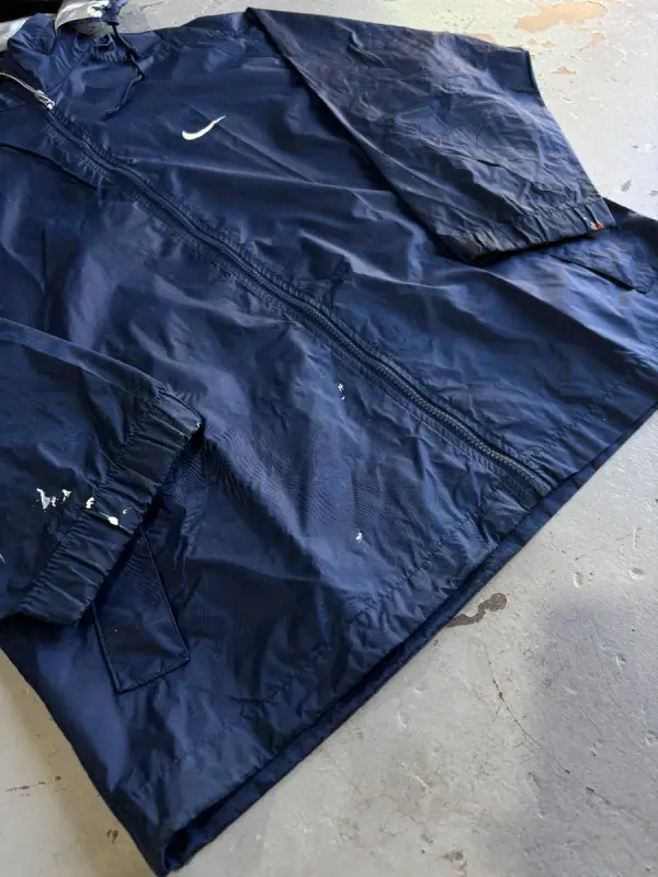 Vintage Navy Nike Hooded Windbreaker - Medium