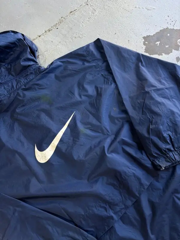 Vintage Navy Nike Hooded Windbreaker - Medium