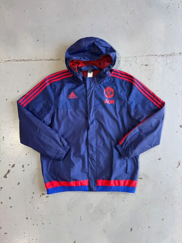 Adidas Blue Adidas Manchester United 2015/16 Rain Jacket - Extra Large