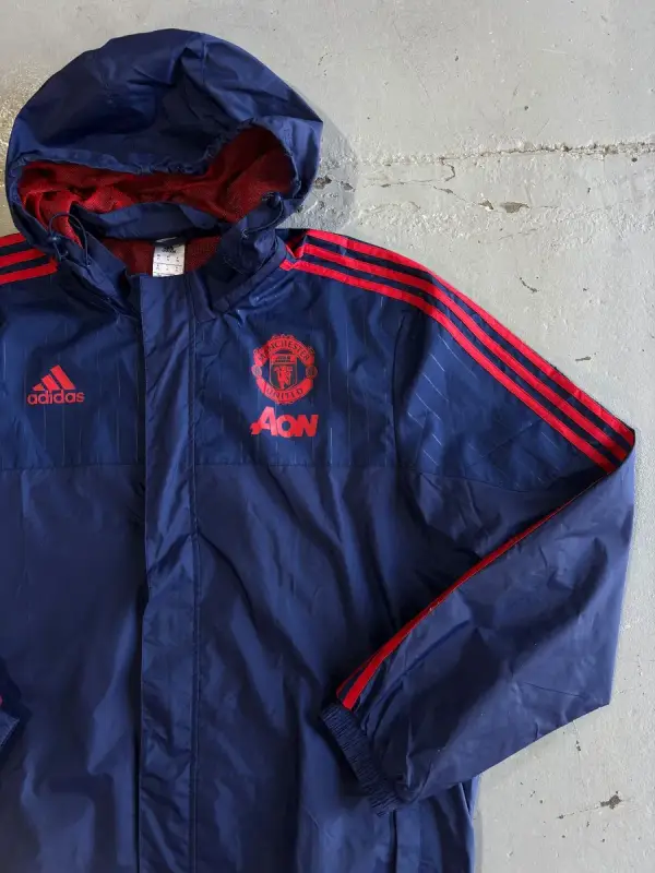 Blue Adidas Manchester United 2015/16 Rain Jacket - Extra Large