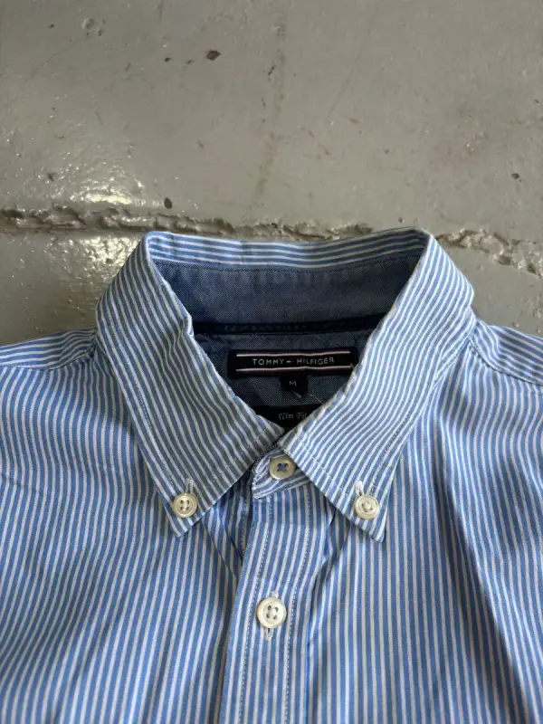 Blue Striped Tommy Hilfiger Long Sleeve Shirt - Medium