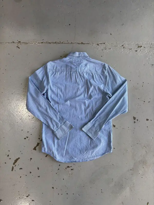 Blue Striped Tommy Hilfiger Long Sleeve Shirt - Medium