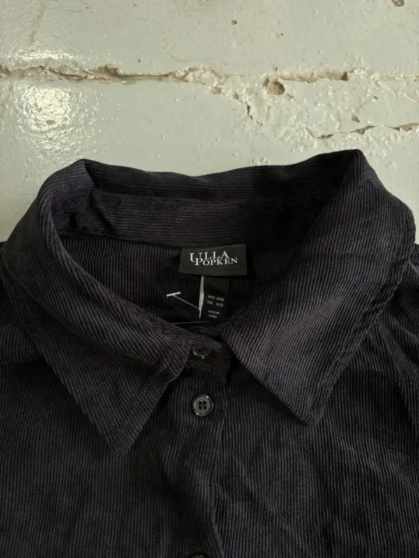 Womens Black Corduroy Pocketed Shirt - 46