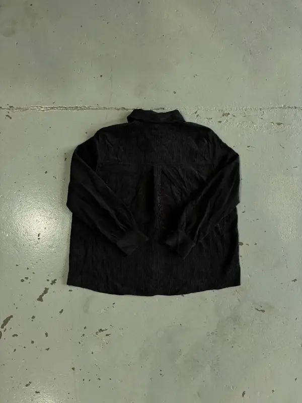 Womens Black Corduroy Pocketed Shirt - 46