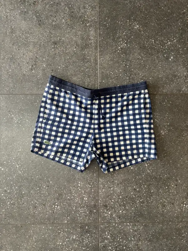 Lacoste Vintage Lacoste Gingham Swim Shorts - Medium