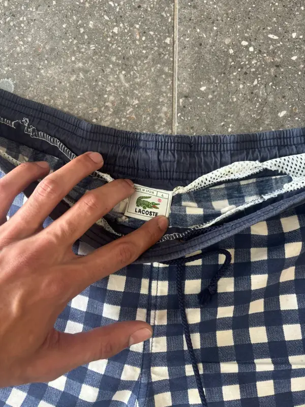 Vintage Lacoste Gingham Swim Shorts - Medium