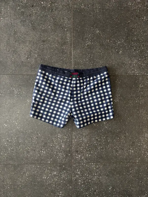 Vintage Lacoste Gingham Swim Shorts - Medium