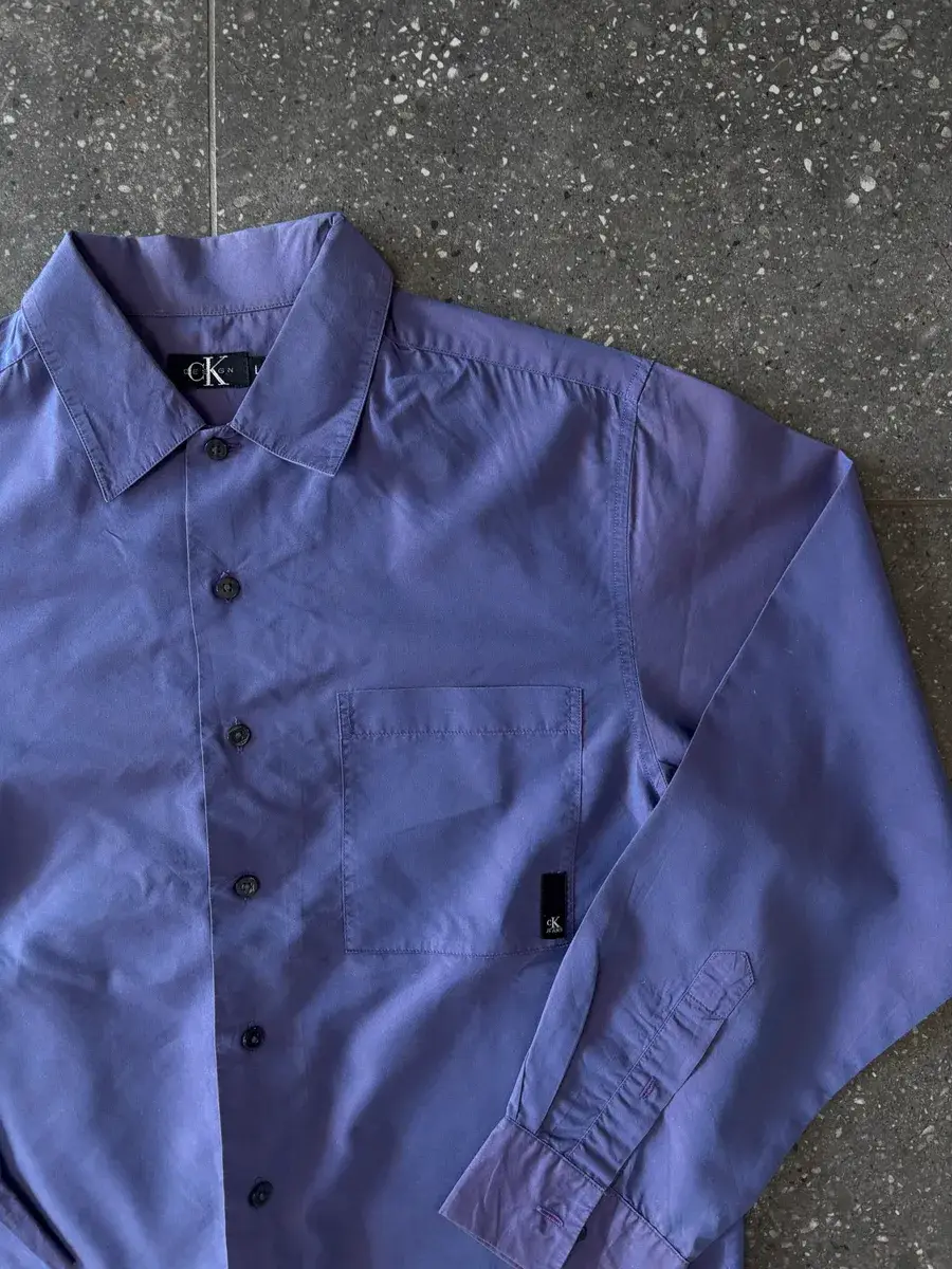 Purple Calvin Klein Long Sleeve Button-Up Shirt - Large