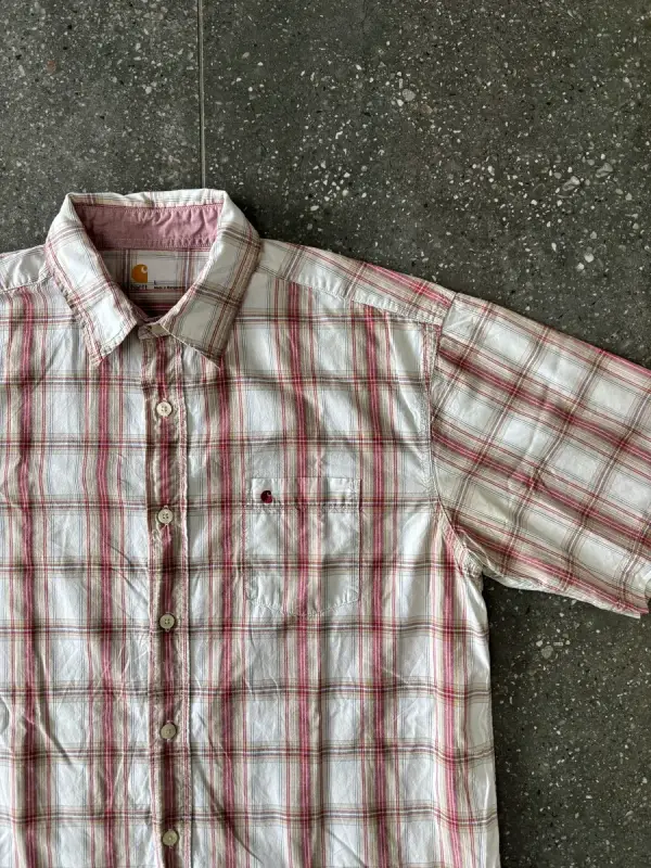 Vintage Striped Carhartt Short Sleeve Shirt - Large
