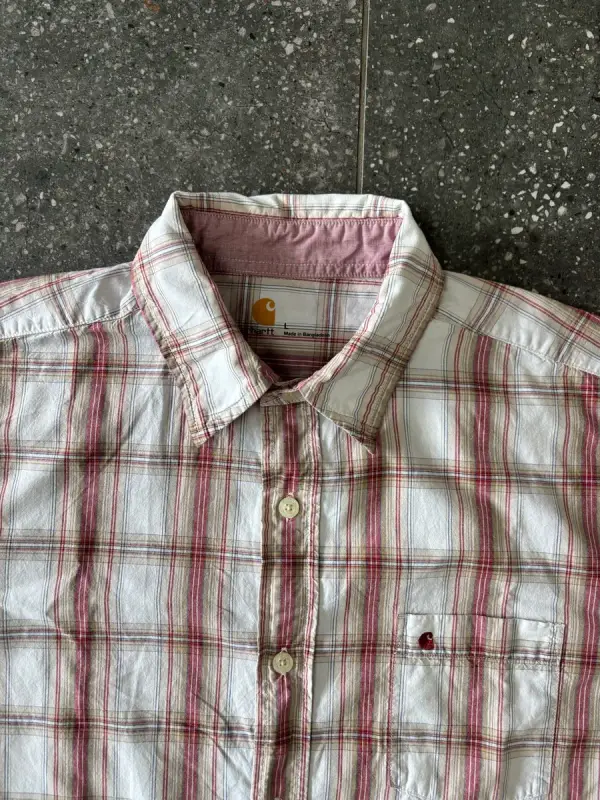 Vintage Striped Carhartt Short Sleeve Shirt - Large
