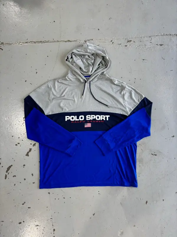 Ralph Lauren Blue & Grey Polo Sport by Ralph Lauren Colorblock Performance Hoodie - Extra Ext