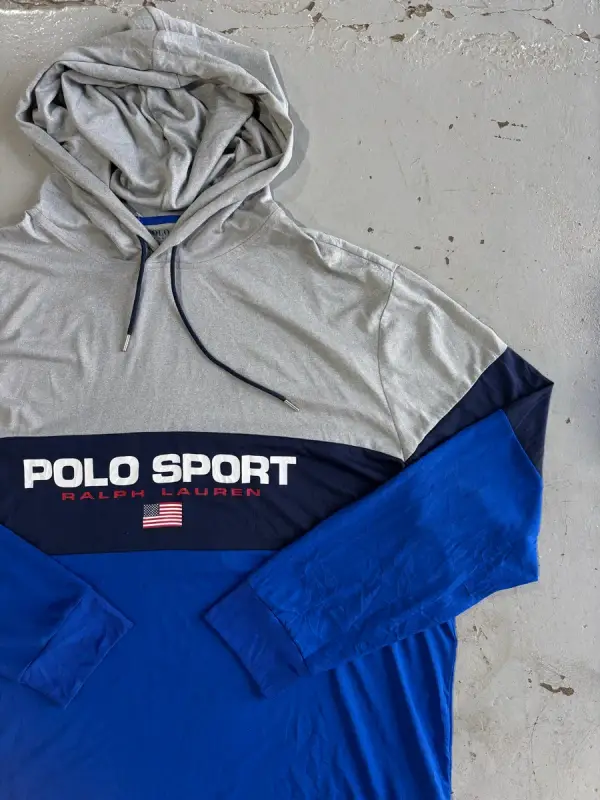 Blue & Grey Polo Sport by Ralph Lauren Colorblock Performance Hoodie - Extra Ext