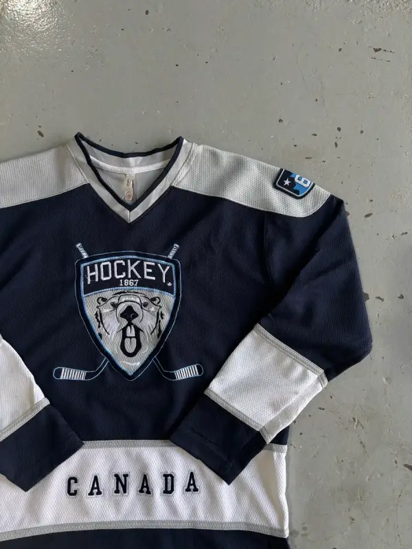 Navy Blue & Grey Canada Hockey Jersey - Small