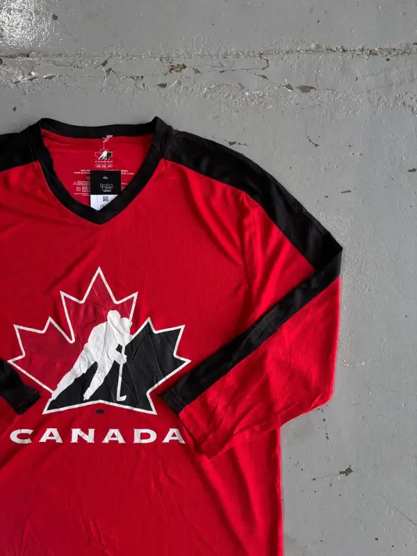 Black & Red Canada Hockey Jersey - Small