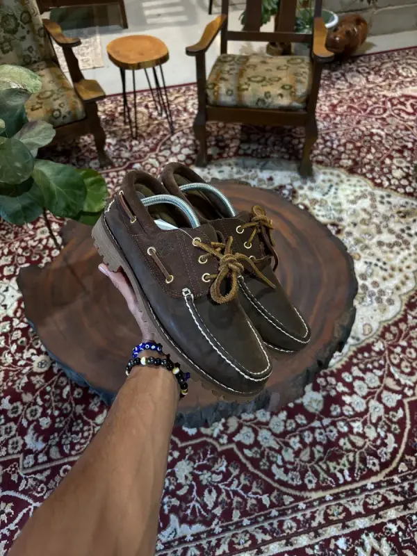  Brown Timberland Authentic 3-Eye Lug Handsewn Boat Shoe - UK9.5