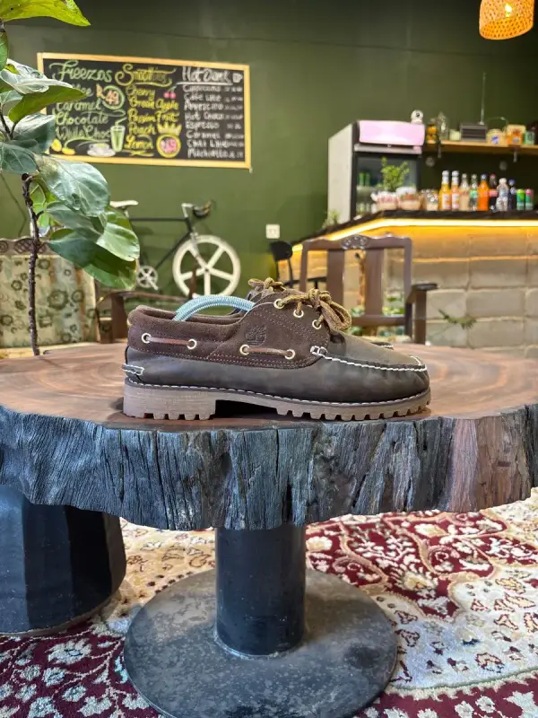 Brown Timberland Authentic 3-Eye Lug Handsewn Boat Shoe - UK9.5