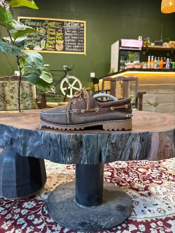 Brown Timberland Authentic 3-Eye Lug Handsewn Boat Shoe - UK9.5