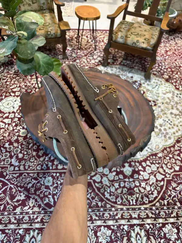 Brown Timberland Authentic 3-Eye Lug Handsewn Boat Shoe - UK9.5